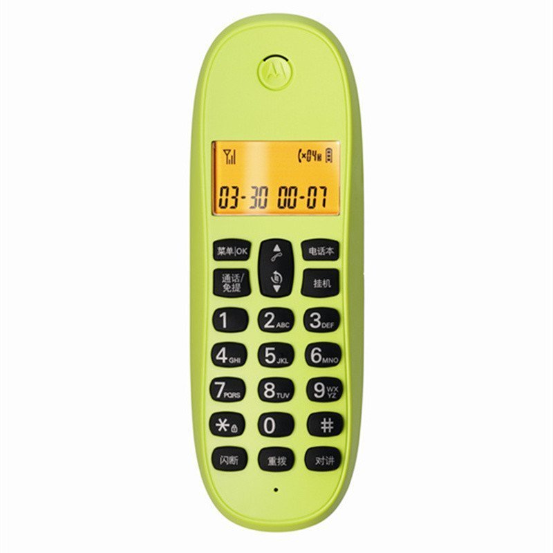 摩托罗拉(MOTOROLA)CL102C数字无绳电话机 无线座机 子母机一拖二 办公家用 中文显示 双免提套装(青柠色)