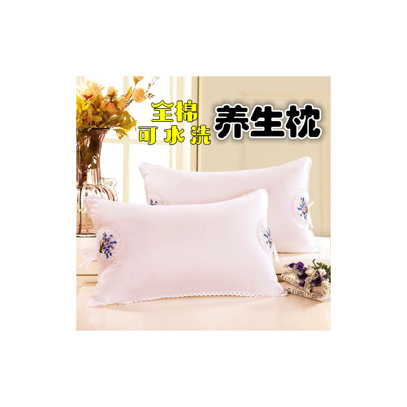 超柔软舒适花边纯棉枕芯一对五星级酒店枕头