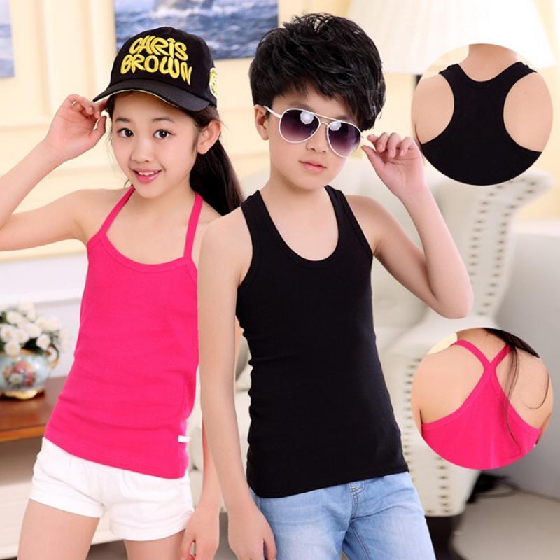 促销买二送棉袜儿童100纯棉背心男女童背心夏纯棉童装儿童中大童薄款