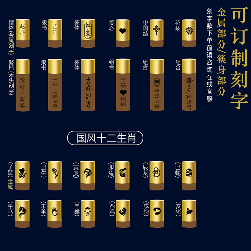 高档家用酒店餐具木质筷子 红檀木吉祥福10双装可定制刻字 高档礼盒装 25cm SH-6302
