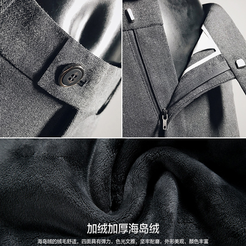 SUNTEK男士裤子韩版潮流春秋休闲商务西装裤英伦条纹修身职业小脚西裤男西裤高清大图