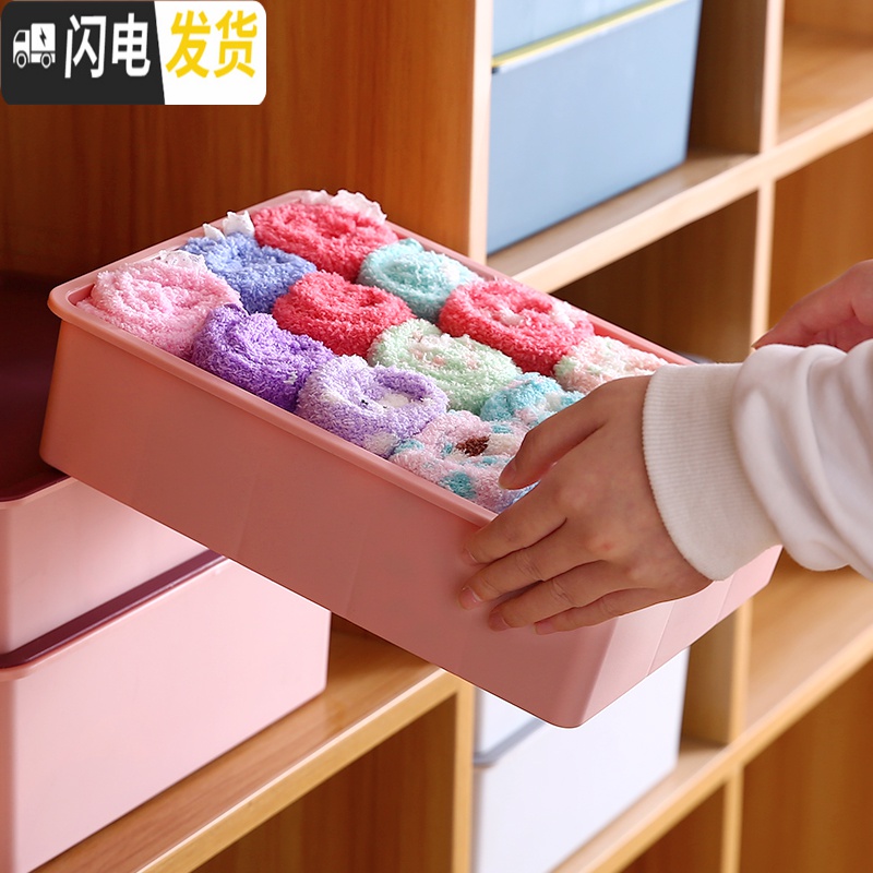 三维工匠内衣内裤收纳盒家用分格有盖放文胸装袜子收纳学生宿舍衣柜内高清大图