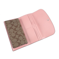 COACH 蔻驰 奢侈品 女士卡其粉色人造革长款钱包钱夹