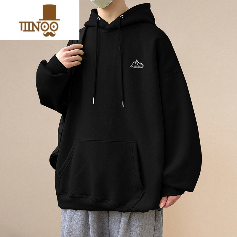YANXU连帽卫衣男士2023新款春潮牌宽松简约百搭加绒加宽33高清大图