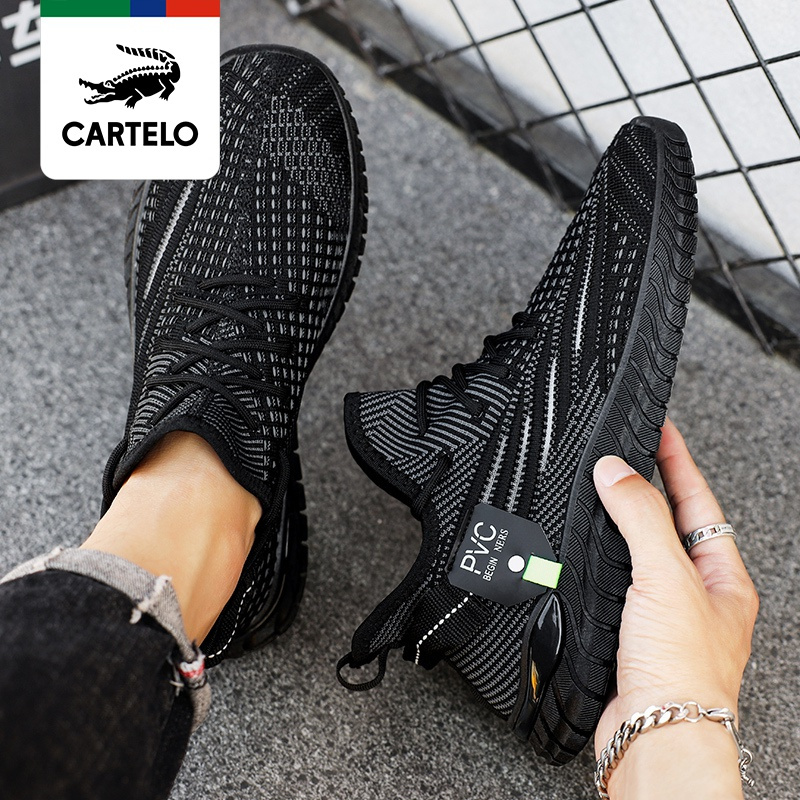 线下专柜同款卡帝乐鳄鱼cartelo新款男鞋飞织休闲鞋时尚男士潮鞋运动