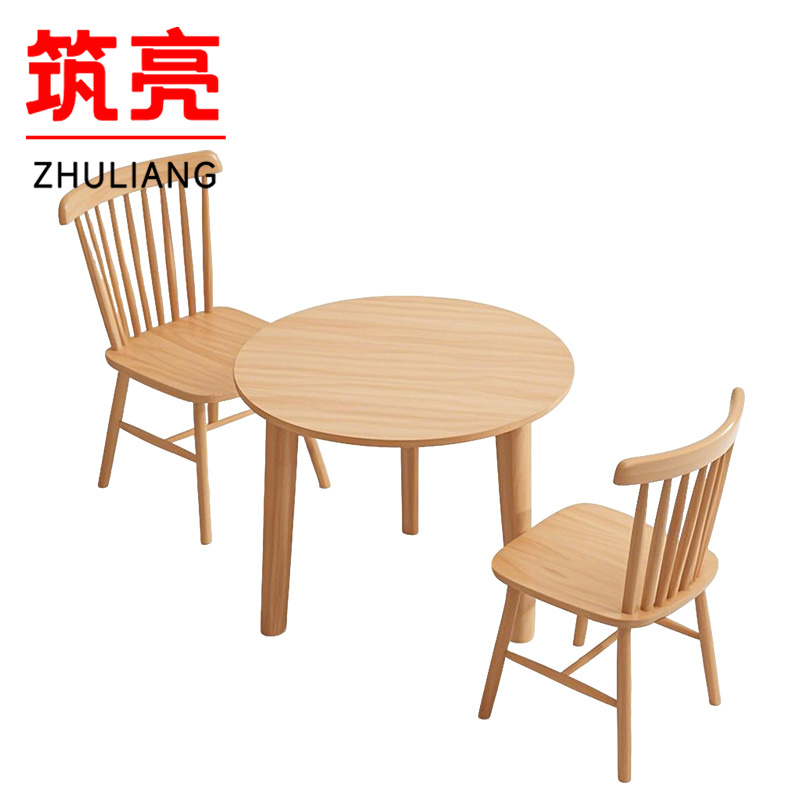筑亮 圆桌 80*80*75cm+2椅 套高清大图
