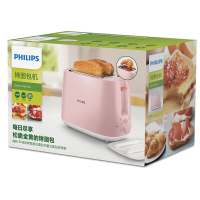 飞利浦(Philips)多士炉 吐司机 HD2584全自动家用烤面包机 内置烘烤架带塑料防尘盖 粉 电热管加热取消按键