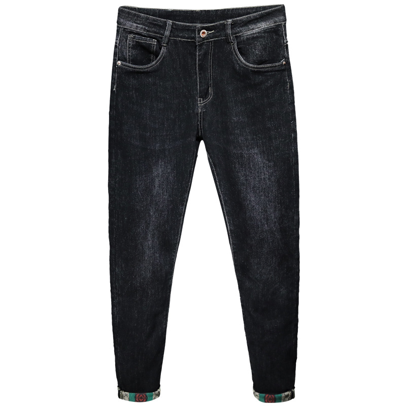 春秋季牛仔裤弹性常规款牛仔裤男生潮牌修身弹力直筒牛仔裤子男装_211526高清大图