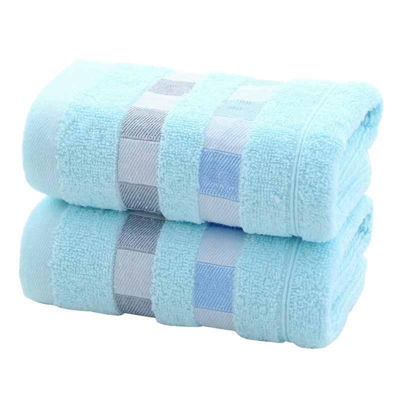 红鲸鱼 吸水毛巾家居日用面巾洗脸巾50%棉 33*73cm 方块蓝 1条