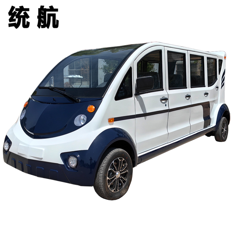 统航电动巡逻车四排11座全封闭四轮观光车物业保安巡查车景区校园巡视车厂区摆渡电瓶车锂电顶配
