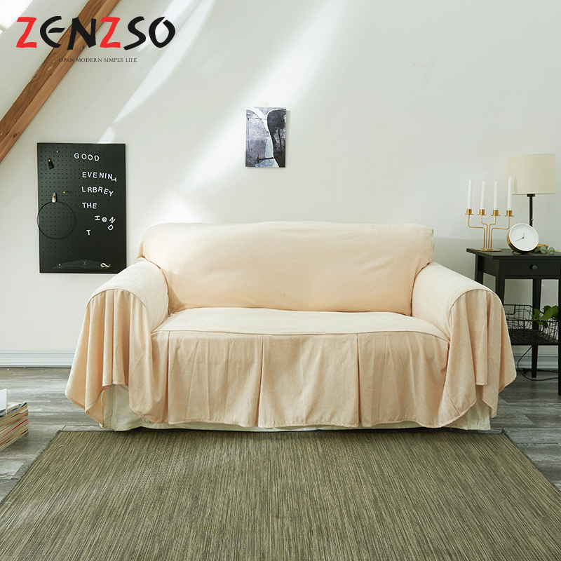 家柏饰(CORATED)沙发巾全盖套罩垫秋冬季北欧式雪尼尔布艺客厅三人组合田园防滑套 雪尼尔米黄 180*280cm高清大图