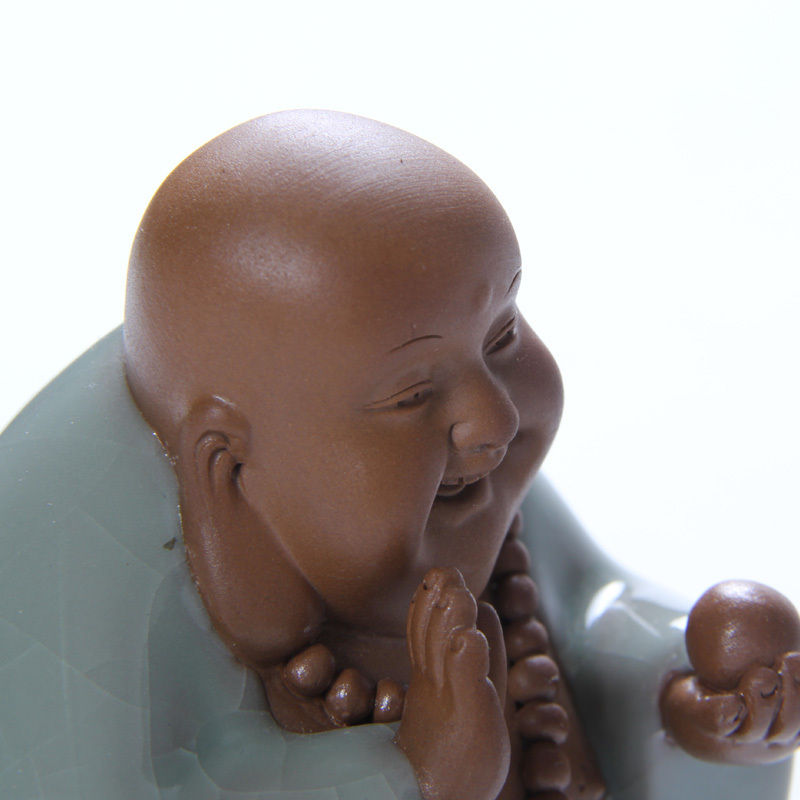 唐宏坊 茶宠摆件茶宠可养开片功夫茶具茶道茶玩茶盘配件茶台摆件茶趣 笑容可掬款式一