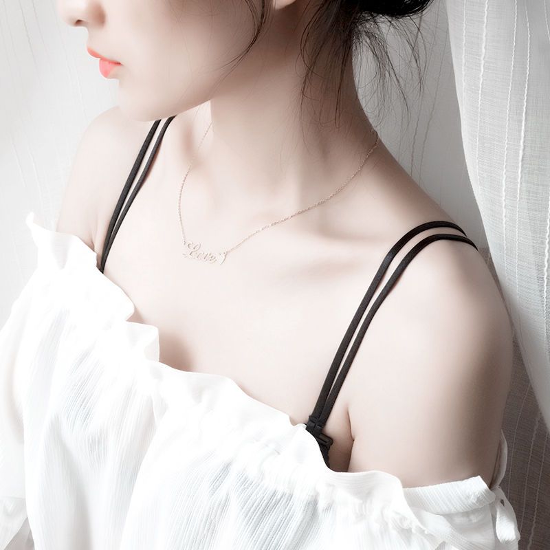 隐形内衣带肩带可外露透明肩带女后背交叉无痕性感防滑百搭文胸带黑色