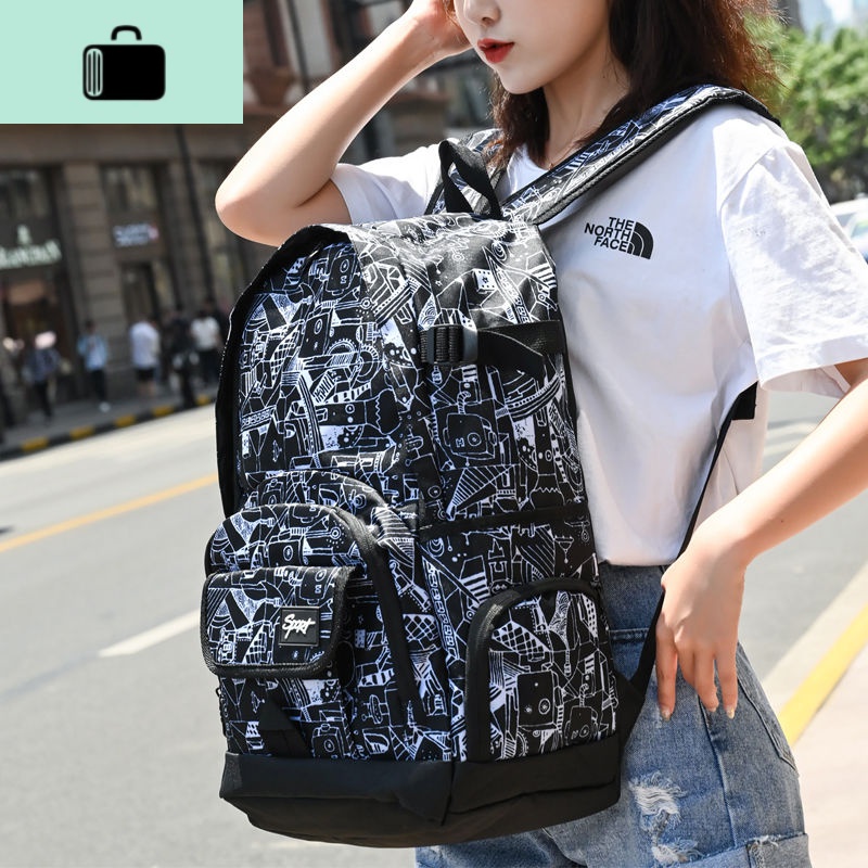 双肩包女2020潮流印花防水旅行背包男韩版初中生大容量中学生书包NEWLAKE高清大图