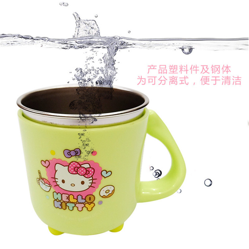 凯蒂猫(HELLO KITTY水杯HLKO-9579C-2双层不锈钢隔热防烫可拆卸易清洗双层杯身儿童男宝女宝大容量杯子