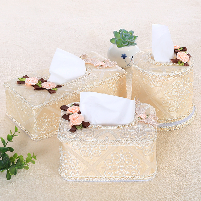 抽纸盒蕾丝布艺塑料盒纸巾盒餐巾纸抽盒居家客厅卧室纸巾盒抽紫圆筒