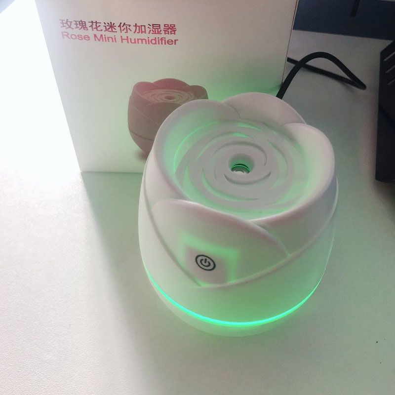 usb迷你家用加湿器卧室空调房香薰灯大喷雾桌面空|旗舰版[静音定时+七彩氛围灯]白色 配[数据线+4根棉棒]