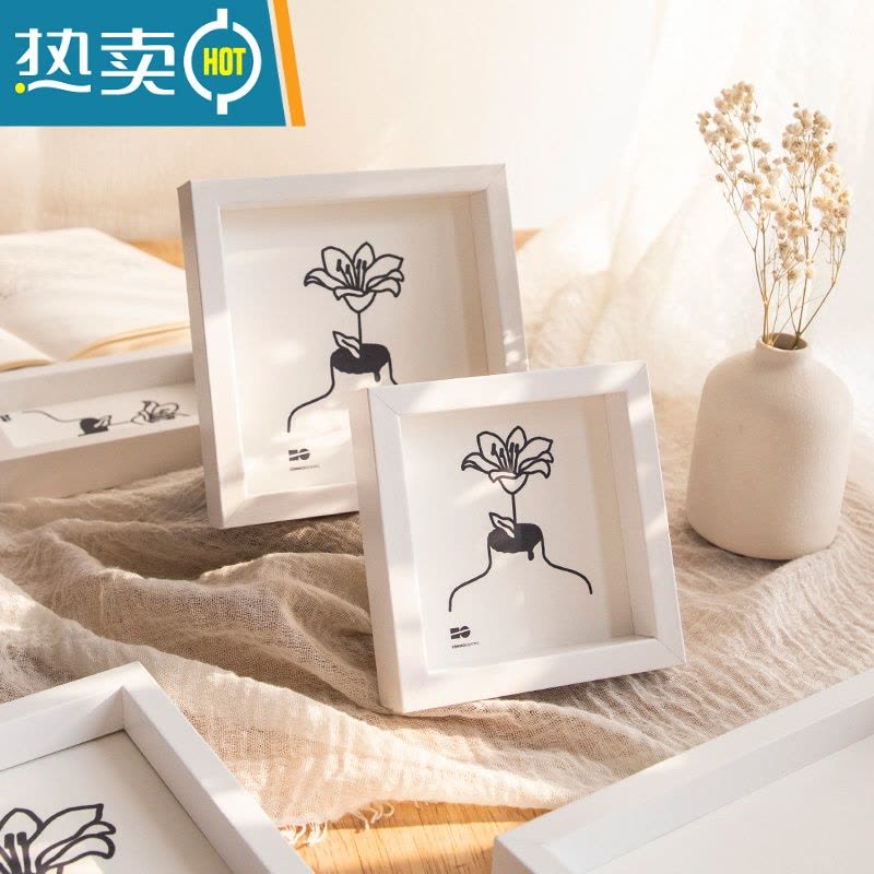 敬平简约正方形相框摆台6寸7寸8寸 A4洗照片做成相框相片框油画棒挂墙 复古色 可定制尺寸 联系客服 (限25*35cm图片