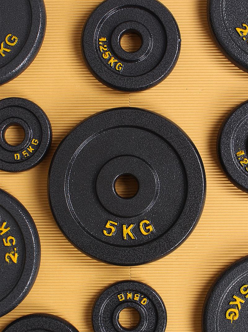 哑铃片黑色烤漆纯铁实心盘配重0.5/1.25/2.5/5kg练臂肌健身哑铃
