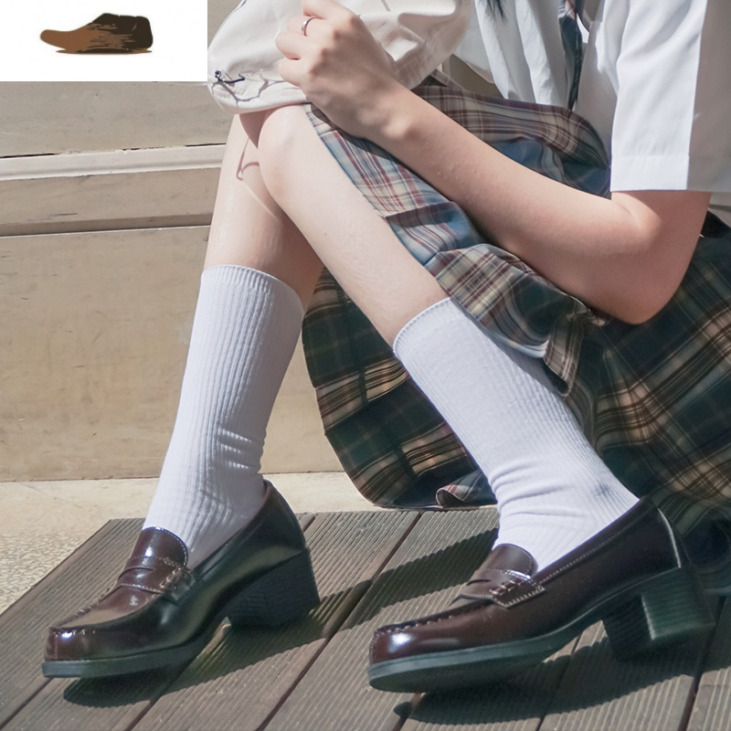 Ideamini]小皮鞋女jk鞋子学生低跟黑学院风制服鞋乐福鞋6502休闲鞋