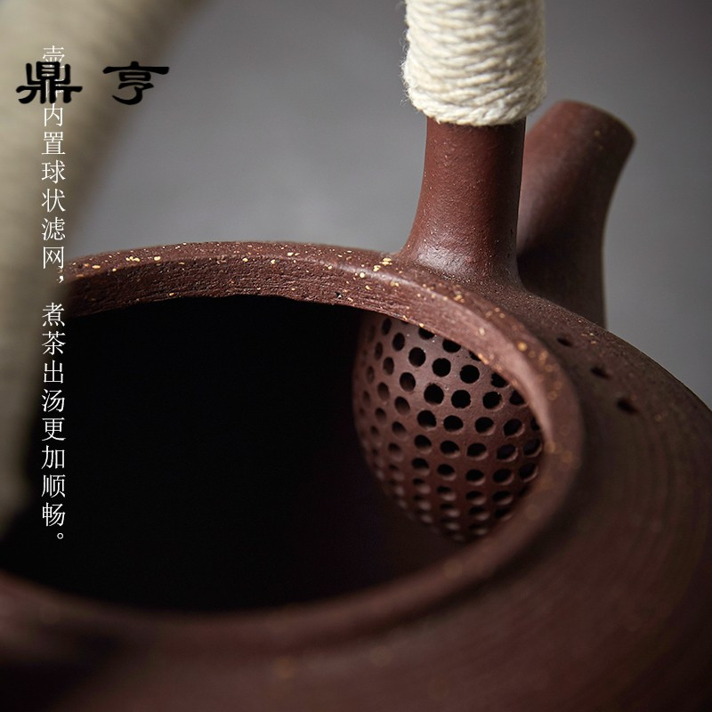 鼎亨粗陶泥煮茶壶大号炭火煮茶器日式功夫茶具电陶炉烧水提梁壶套