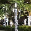 太阳能流星雨led灯七彩满天星户外装饰彩灯-正白【高亮双面】（防水款）流星雨50cm8支一套太阳能遥控+USB充电款