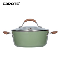 卡罗特（CaROTE） 瑞士麦饭石汤锅24CM不粘锅小火锅少油烟汤煲炖锅煮面条电磁炉通用小清新橄榄绿