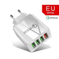 多功能4USB+QC3.0快充适用小米三星华为苹果iPhone美英规充电器头 ShenMai 欧规[白色]欧洲通用深迈