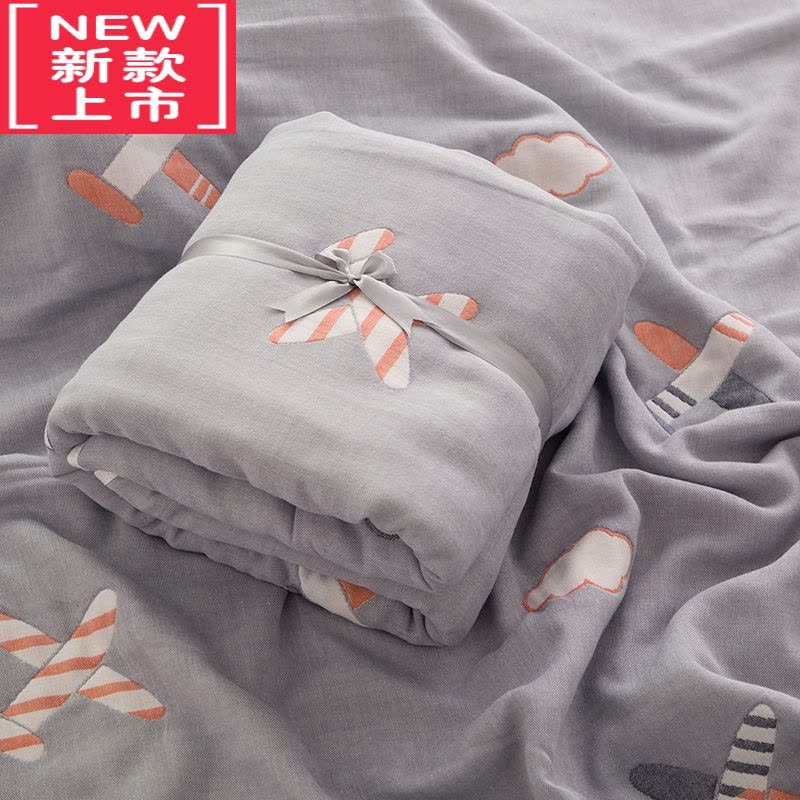 可莉允日系云柔卡通六层宝宝纱布盖毯新生儿包被儿童毛巾被图片