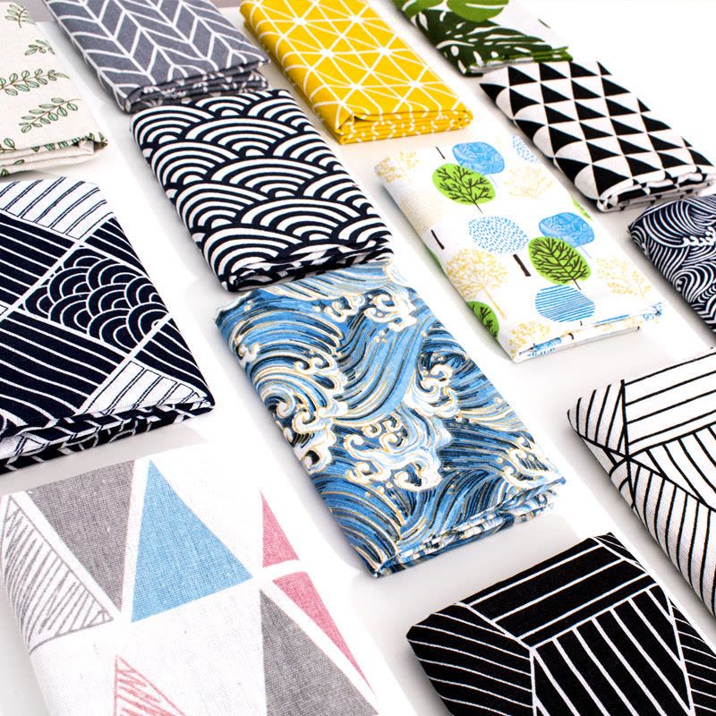 棉麻烫金加厚和风日式民族布料粗麻布面料沙发抱枕靠垫桌布布料图片