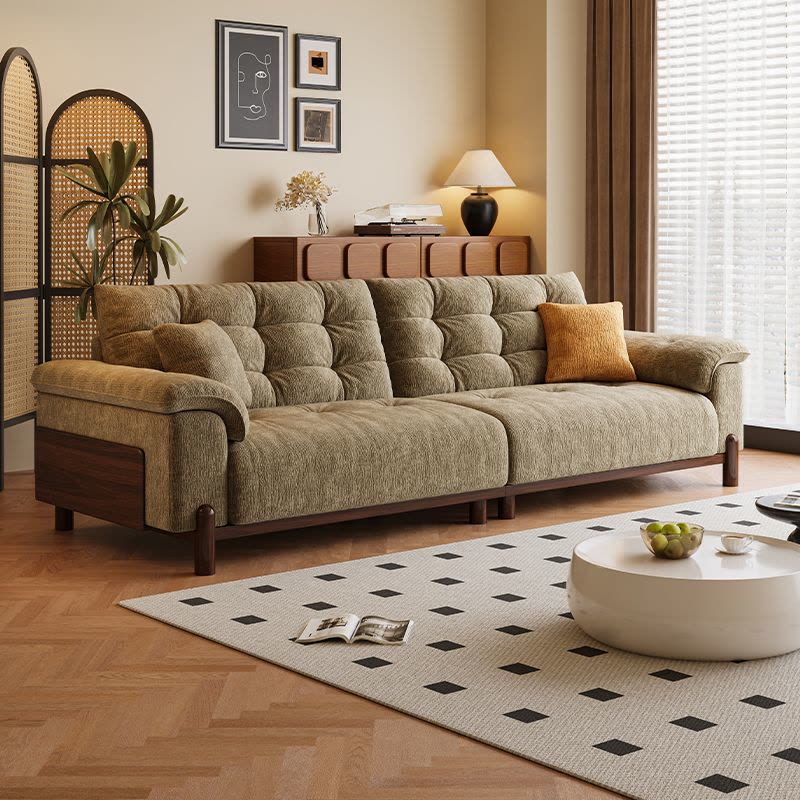 欧梵森 沙发简约现代小户型亲肤雪尼尔绒客厅直排沙发组合网红款客厅家具耐磨生态真皮沙发套装图片