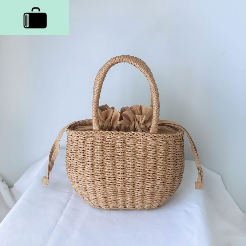 手工编织编包沙滩海边度假女包 菜篮子小包手提包藤包夏季百搭NEW LAKE女士单肩包