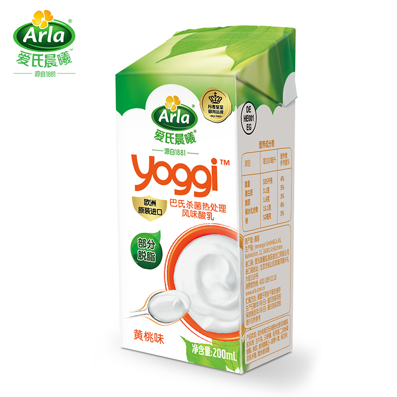 Arla爱氏晨曦常温酸奶黄桃味200ml×24