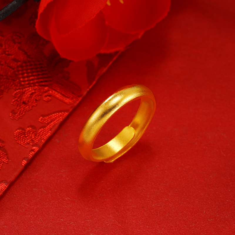 越南沙金纯色戒指开口指环可调节久不掉色经典首饰正品仿真黄金