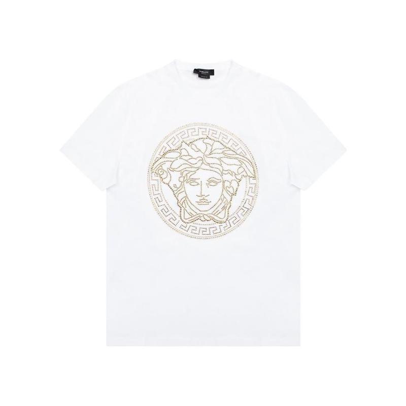 Versace纯棉圆领短袖T恤男装胸前Medusa贴钻印花时尚个性潮流男装