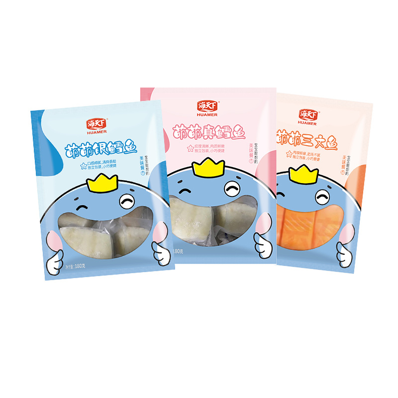 海天下 儿童辅食 萌萌银鳕鱼 三文鱼 真鳕鱼组合180g*3 袋装轻食 烧烤食材 海鲜水产高清大图