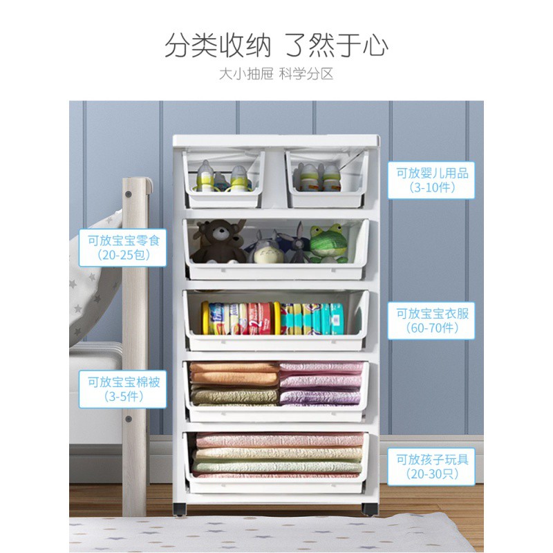 加厚塑料多层收纳柜子抽屉式宝宝衣柜玩具衣服整理箱婴儿童储物柜收纳柜 三维工匠高清大图