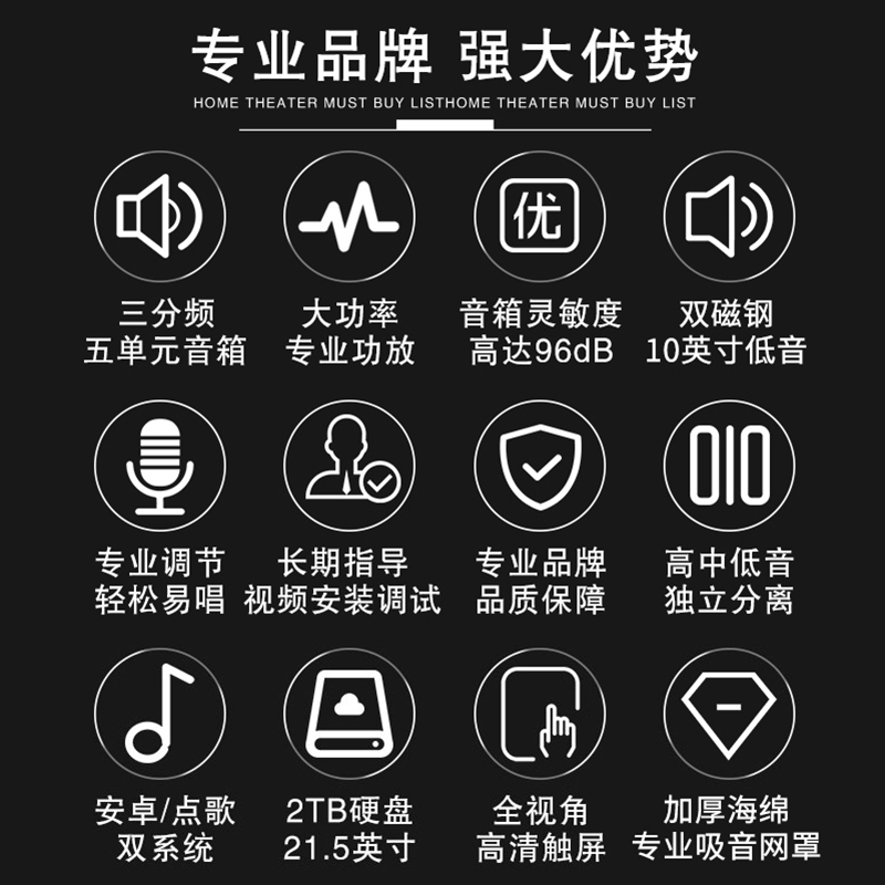 奔腾(BNTN)KTV音响2.1全套低音炮套装家庭影院点歌机卡拉OK专业会议U段话筒2T语音点歌8000功放配12音箱