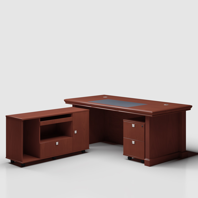 臻远 ZY-BGZ-10油漆家具老板桌大班台办公桌主管经理桌含副柜1.8米高清大图