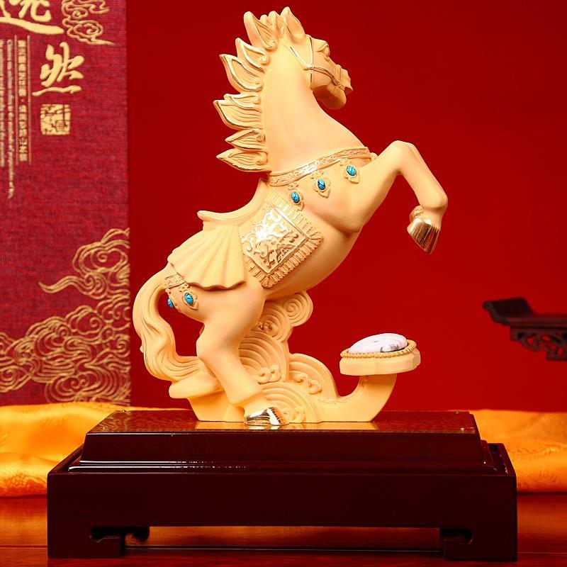 礼品之家绒沙金马摆件工艺品家居客厅新房办公室装饰品摆设商务礼品送