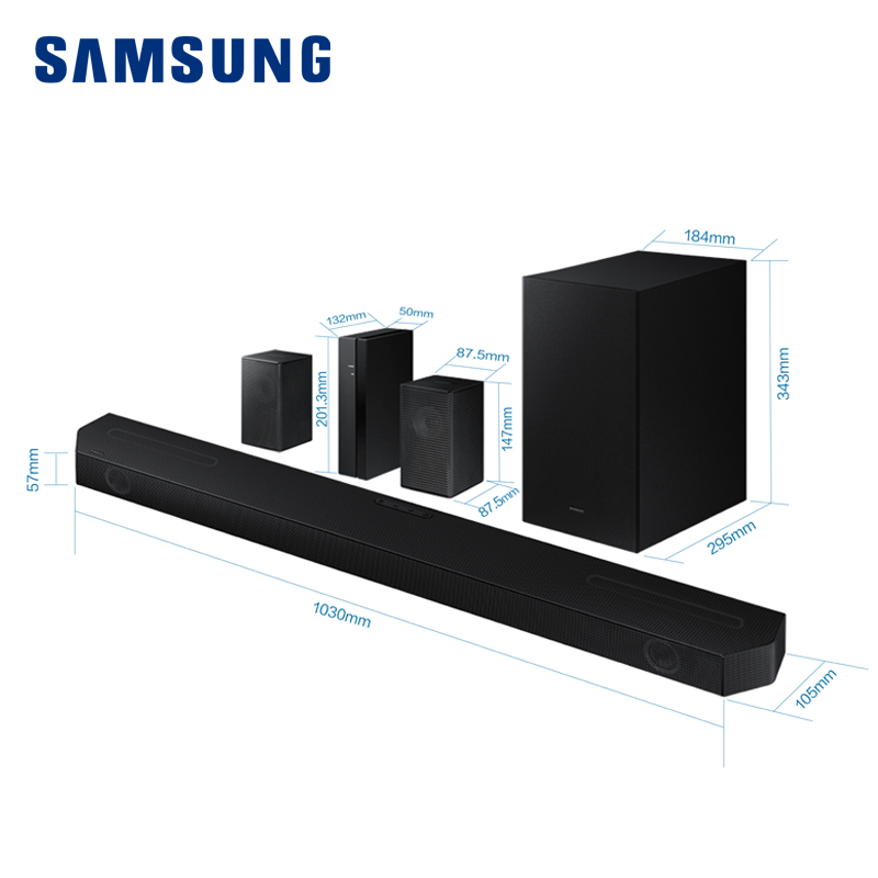 三星SAMSUNG HW-Q600B+SWA-9200S家庭影院套装杜比全景声DTS:X天空音回音壁电视投影音响蓝牙音