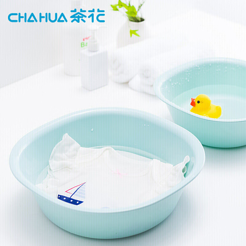 茶花(CHAHUA)塑料盆L号洗脸盆抗菌婴儿宝宝洗屁屁洗衣服清洁盆方盆A03003颜色随机高清大图