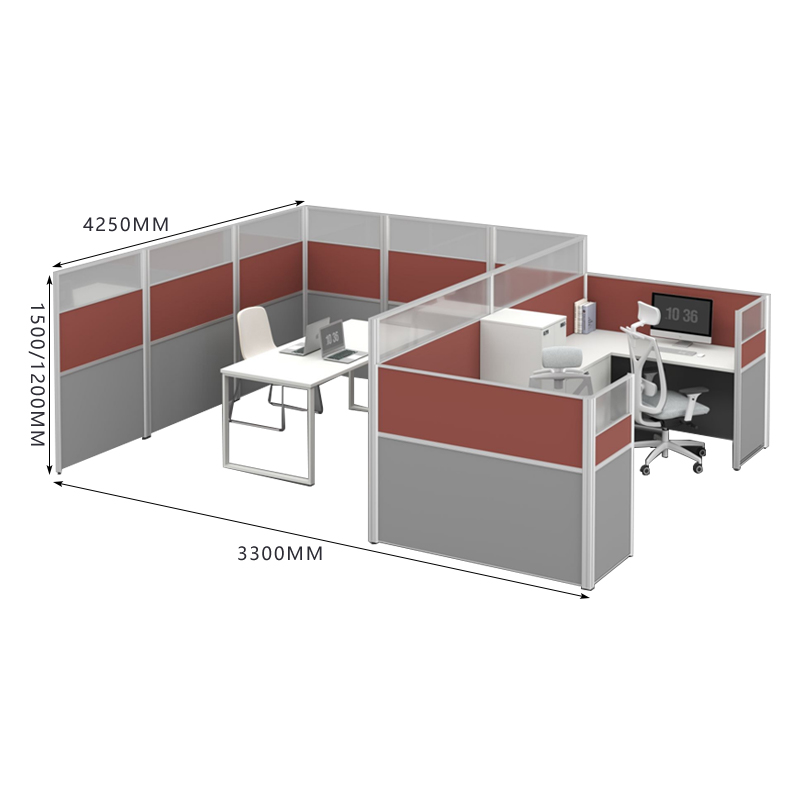臻远ZYGW-134屏风工作卡位职员桌主管经理办公桌组合含活动柜高清大图