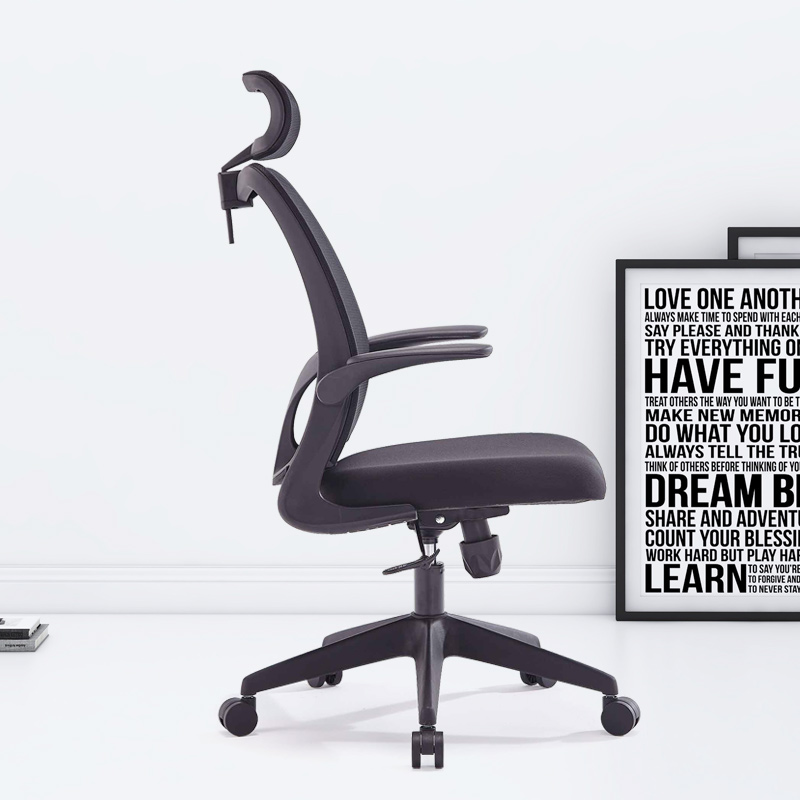 臻远ZY-7823 办公椅人体工学椅转椅电脑椅 黑色旋转扶手高清大图