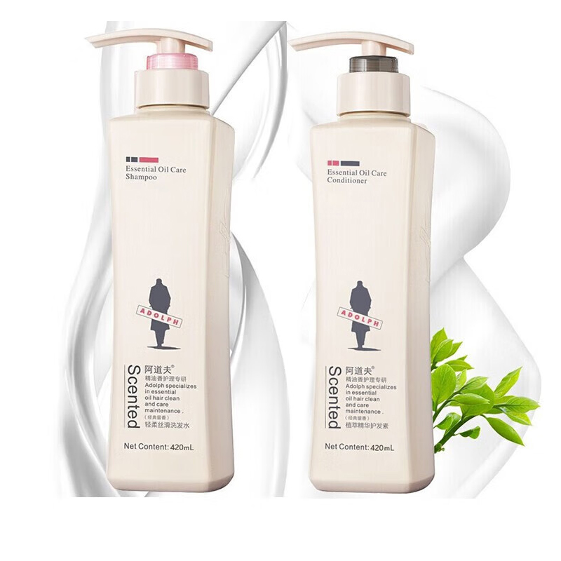 阿道夫(ADOLPH) 精油香护理专研洗发水(轻柔丝滑)420ml+精油香护理专研护发素(植萃精华)420ml