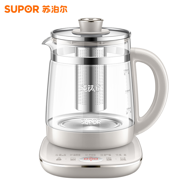 苏泊尔(SUPOR)1.5L养生壶煮茶壶煮茶器花茶壶316L不锈钢纯钛0涂层0胶水多段恒温保温SW-15YQ64高清大图