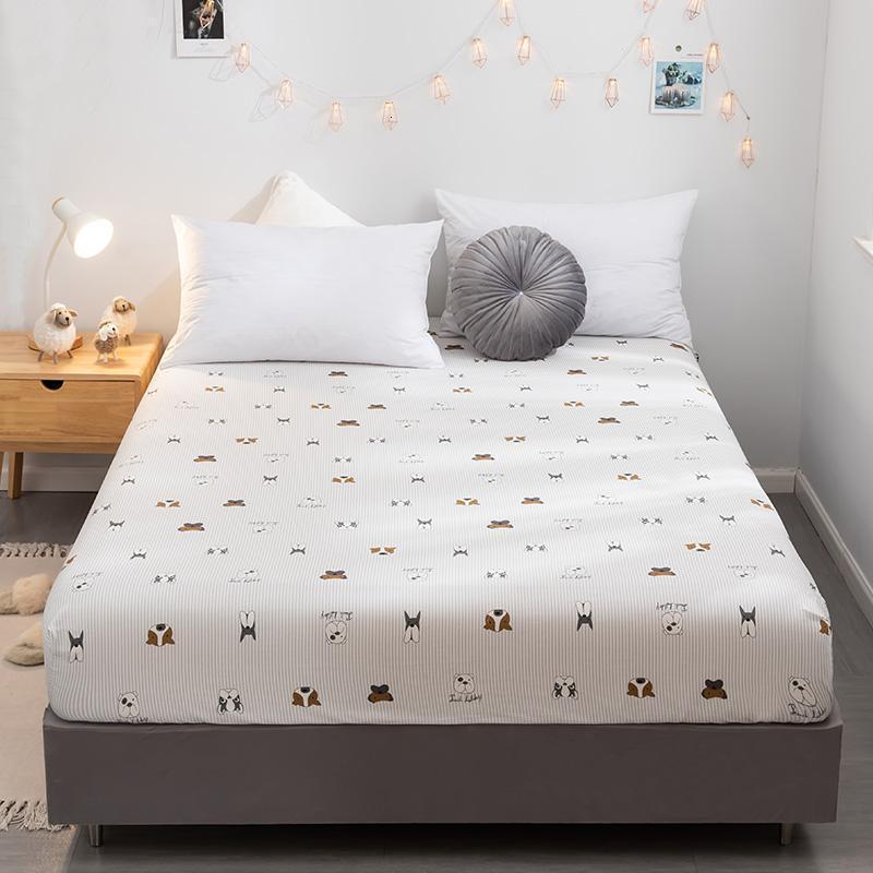 美帮汇床笠单件全棉床垫保护套防滑可全包床儿童罩防尘全棉床套 纯棉单床笠-灰色小狗头 150cmx190cm纯棉床笠【适合5-28cm厚床垫】【建