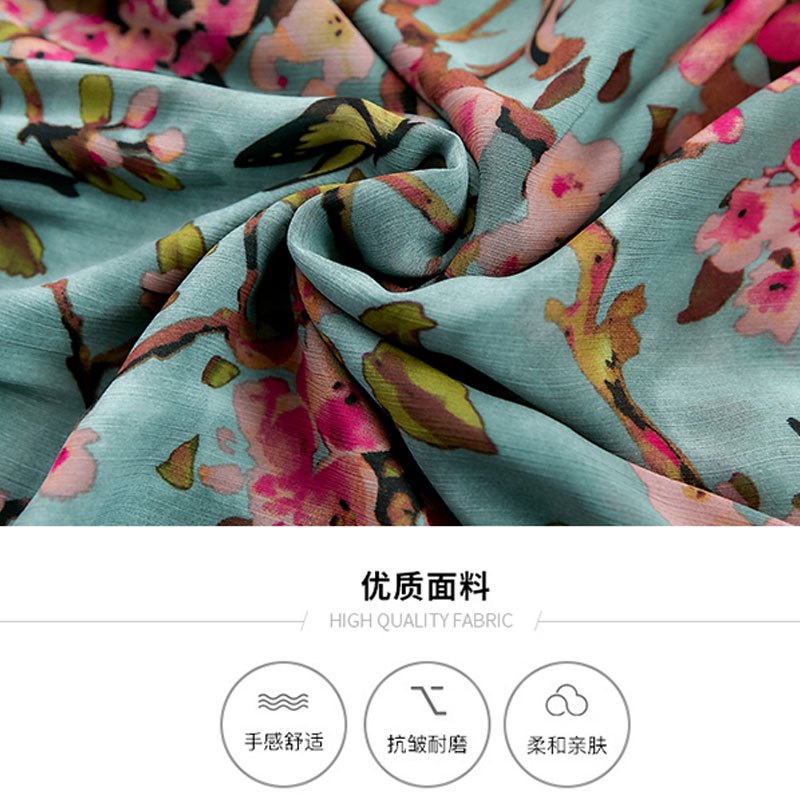 魅言魅语(MeiYanMeiYu)雪纺连衣裙2021夏季加胖大码中老年女装时尚印花遮肚显瘦连衣裙妈妈装
