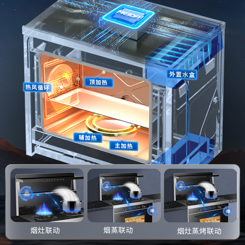[商场同款]美大集成灶蒸烤一体 T9-ZK 双变频升级 挥手智控一体集成灶钢化玻璃灶台 抽油烟机套装(天然气)