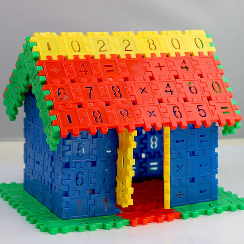 大号积木城堡房子拼装拼插方块早教益智儿童玩具中号100片数字积木